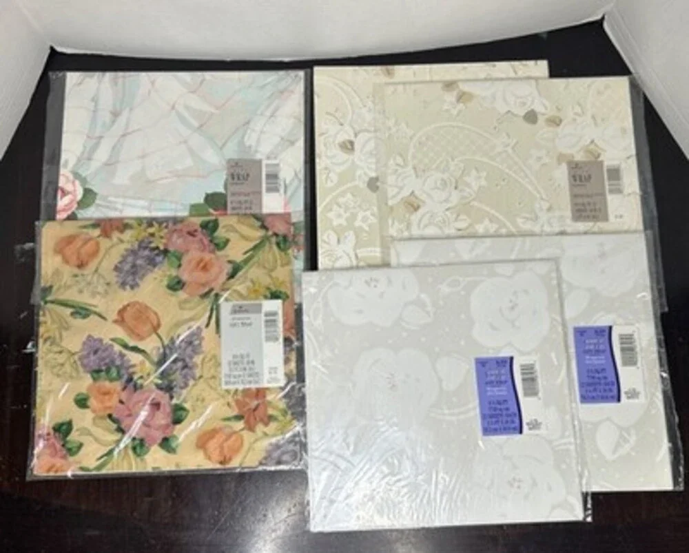 Vintage Hallmark & Added Plus ‘93 Gift Wrap Wedding Floral Pearly Shower 6 Packs